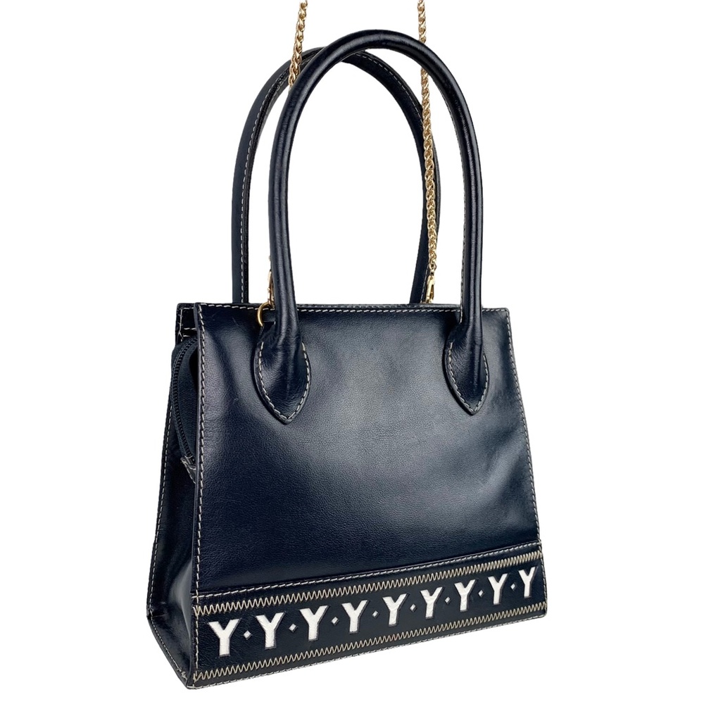 YSL Vintage Leather 2 Way Bag with gold crossbody chain